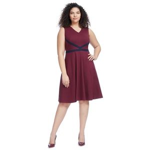 eShakti Women Dress 18W Burgundy Lace Trim A34-04P